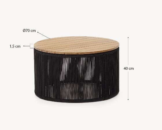 Masa de cafea exterior maro/neagra din lemn 70 cm Dandara Kave Home