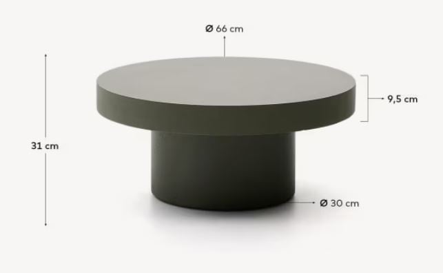 Masa de cafea exterior verde din ciment 66 cm Aiguablava Kave Home