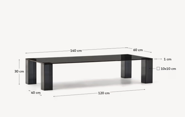 Masa de cafea gri inchis din sticla 60x140 cm Adularia Kave Home
