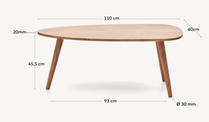 Masa de cafea maro din lemn 60x110 cm Eluana Kave Home