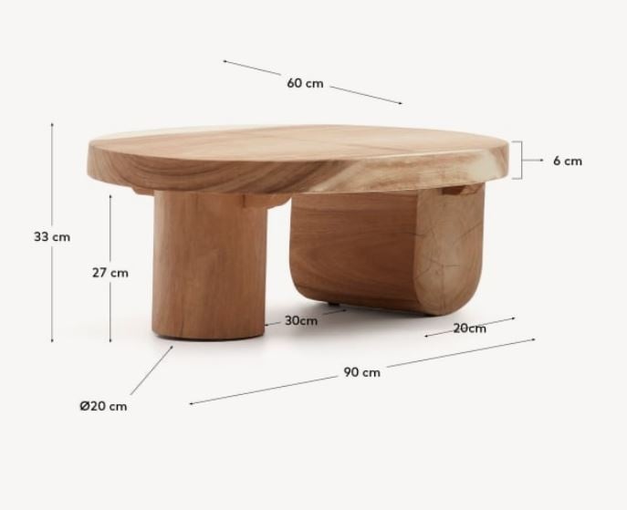 Masa de cafea maro din lemn 60x90 cm Mosi Kave Home