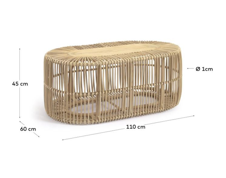 Masa de cafea maro din ratan 60x110 cm Lael Kave Home