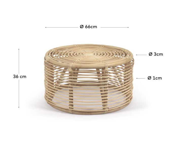 Masa de cafea maro din ratan 66 cm Kohana Kave Home