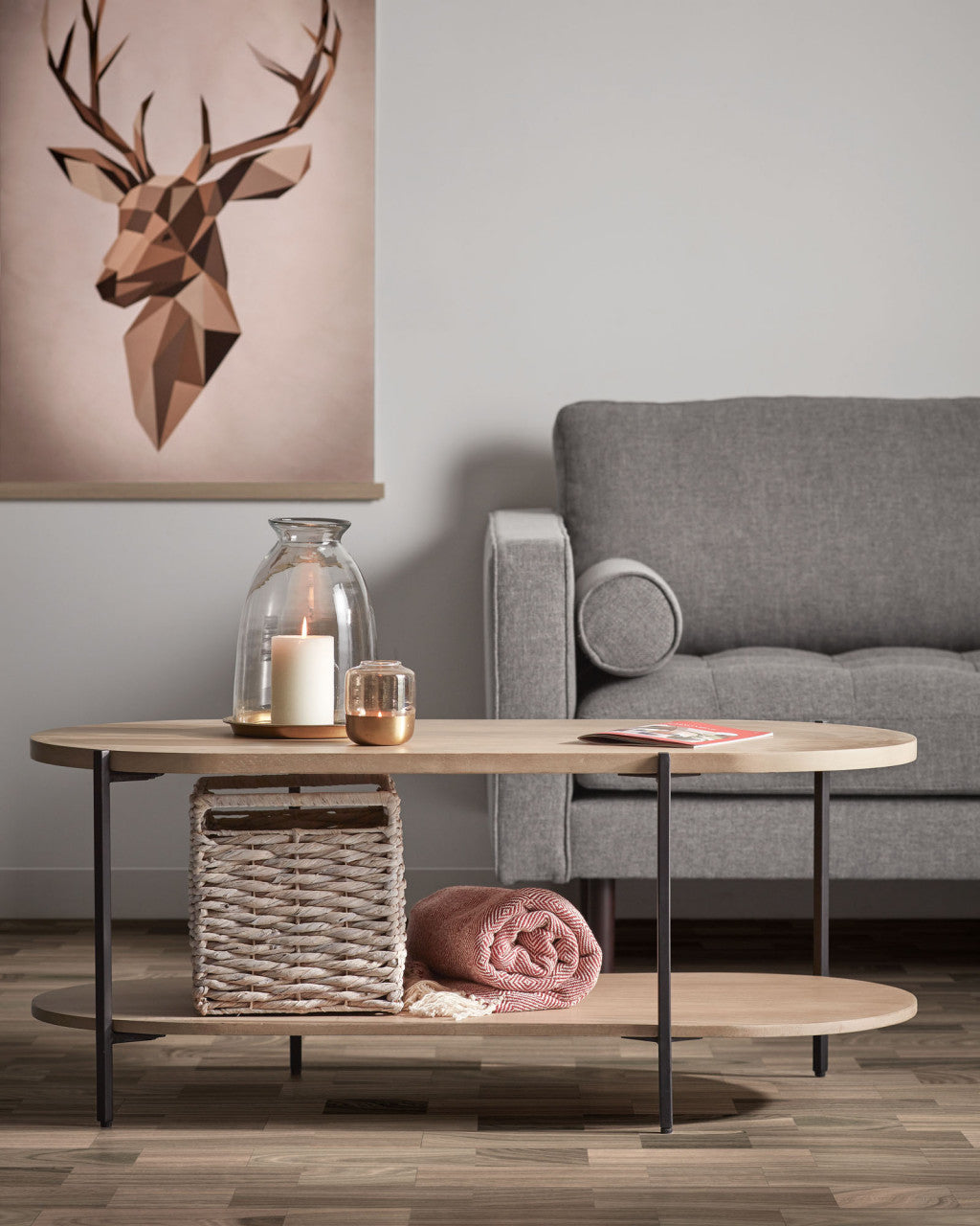 Masa de cafea maro/neagra din lemn 55x110 cm Palmia Kave Home