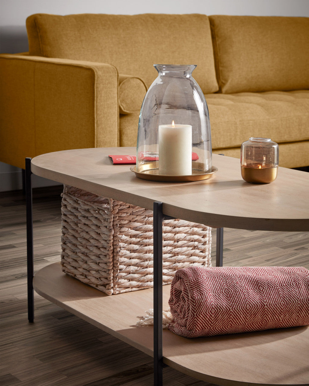 Masa de cafea maro/neagra din lemn 55x110 cm Palmia Kave Home