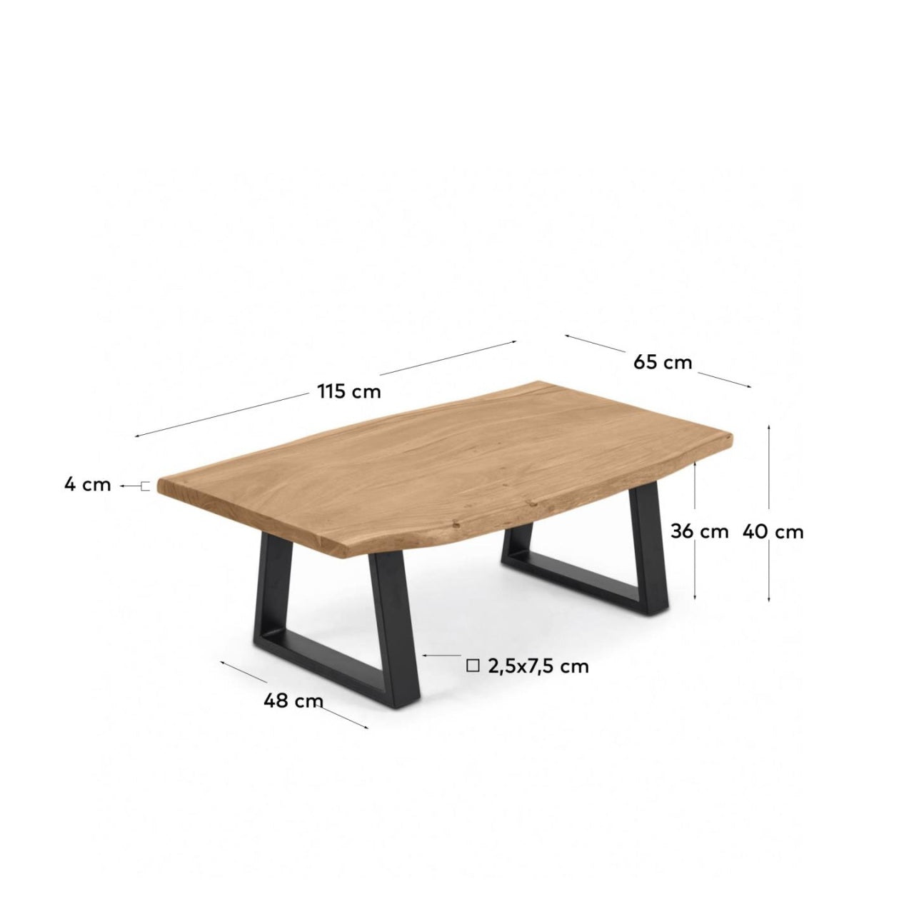 Masa de cafea maro/neagra din lemn 65x115 cm Alaia Kave Home