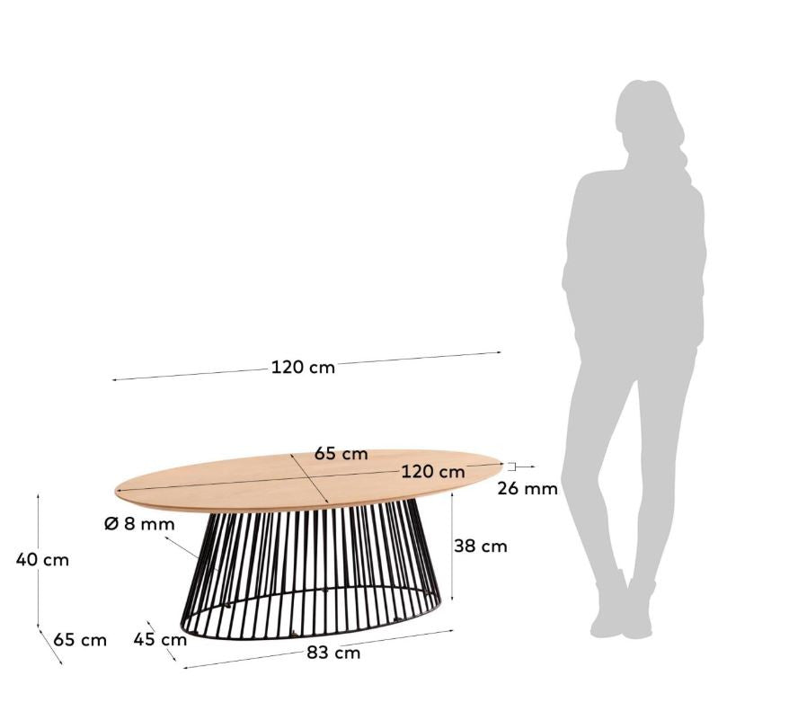 Masa de cafea maro/neagra din lemn 65x120 cm Leska Kave Home