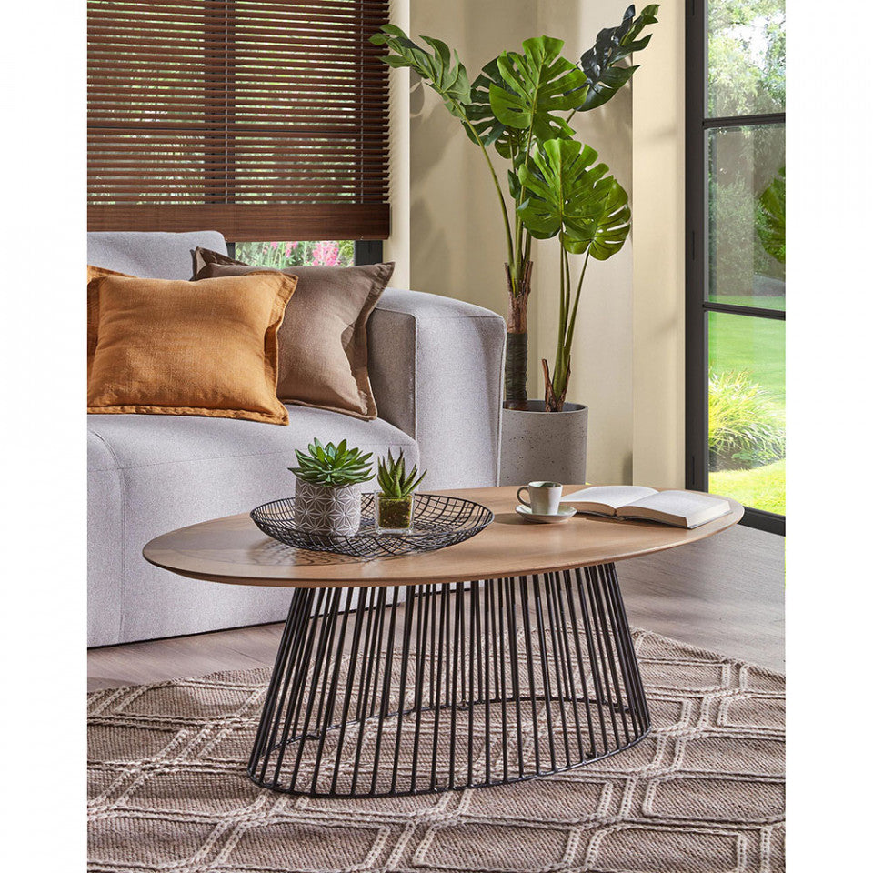 Masa de cafea maro/neagra din lemn 65x120 cm Leska Kave Home