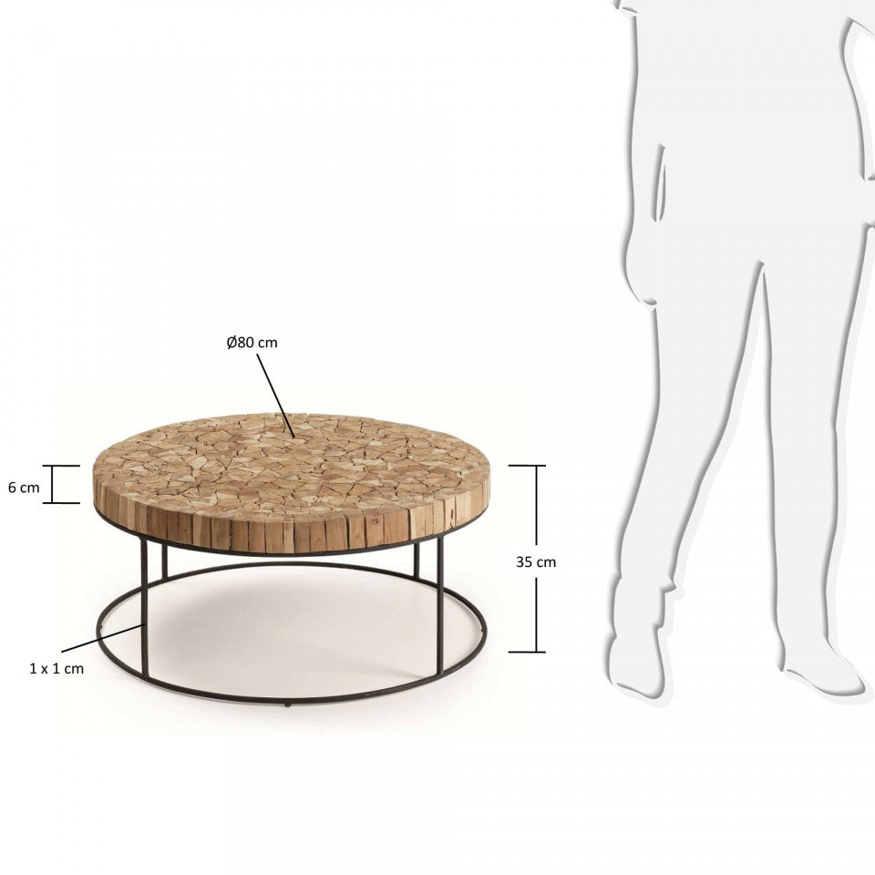 Masa de cafea maro/neagra din lemn 80 cm Solo Kave Home