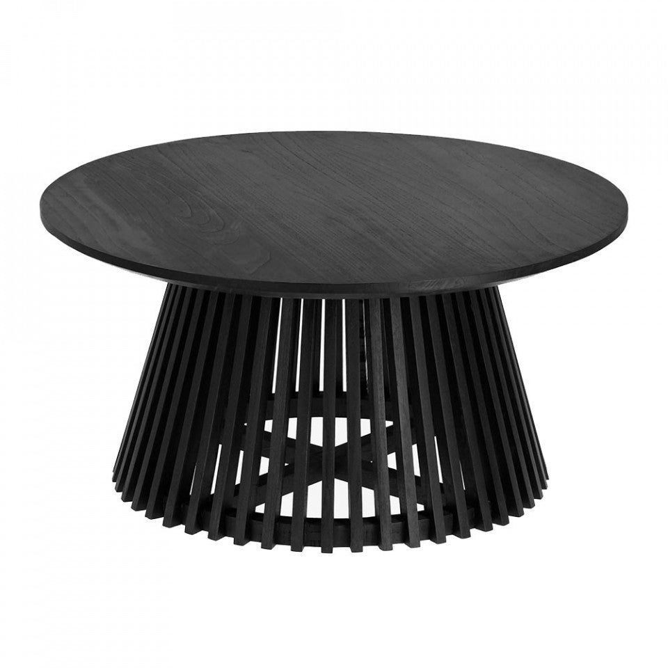 Masa de cafea neagra din lemn 80 cm Jeanette Kave Home