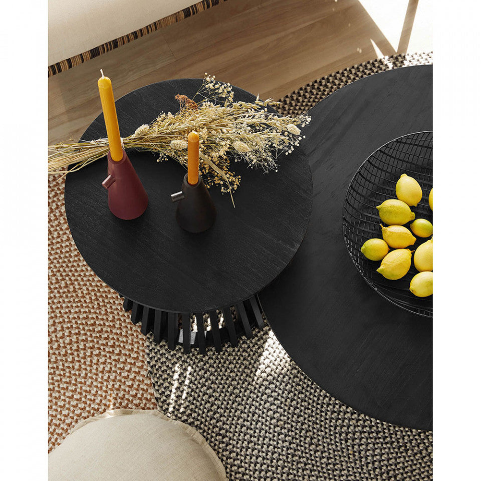 Masa de cafea neagra din lemn 80 cm Jeanette Kave Home