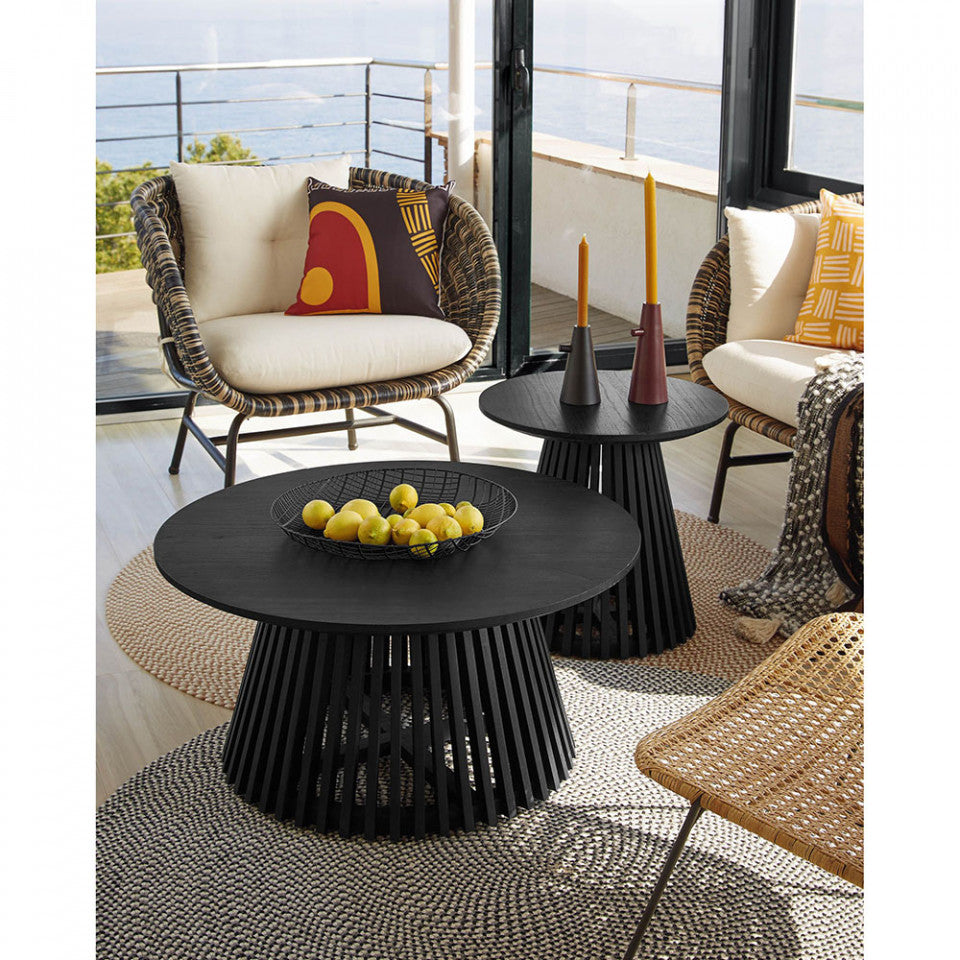 Masa de cafea neagra din lemn 80 cm Jeanette Kave Home