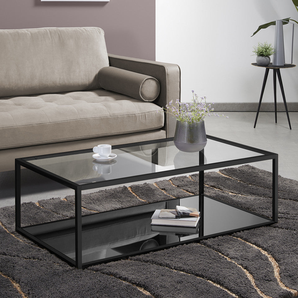 Masa de cafea neagra din metal 60x110 cm Blackhill Kave Home