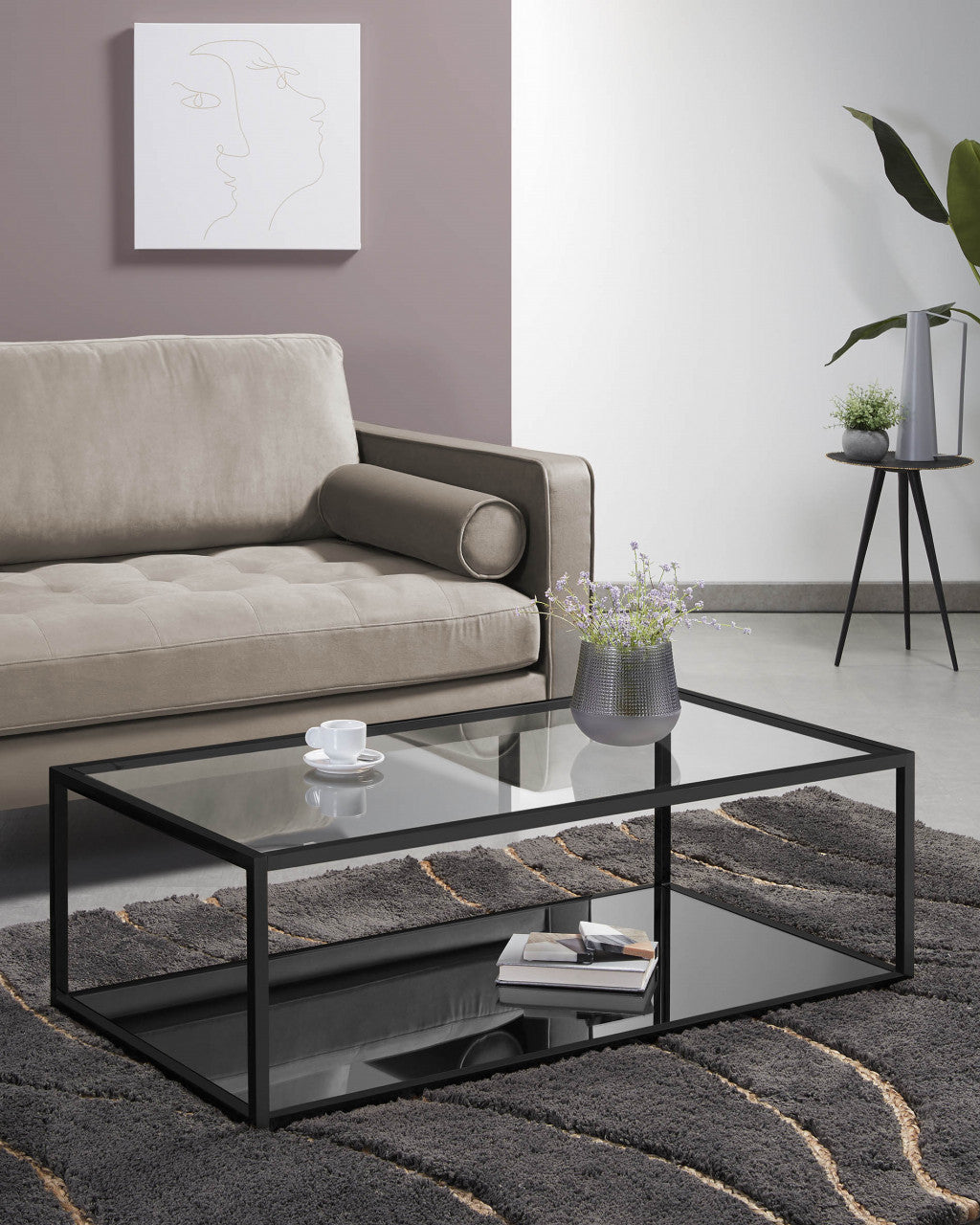 Masa de cafea neagra din metal 60x110 cm Blackhill Kave Home