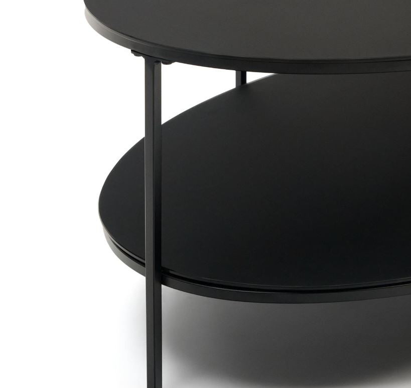 Masa de cafea neagra din metal 65x110 cm Fideia Kave Home