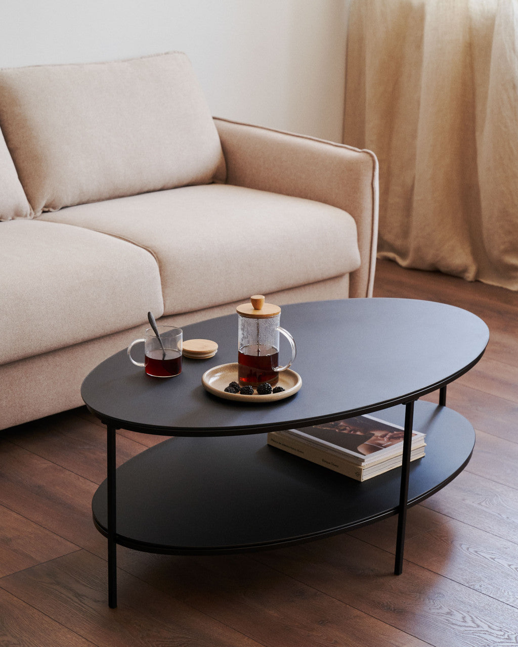 Masa de cafea neagra din metal 65x110 cm Fideia Kave Home
