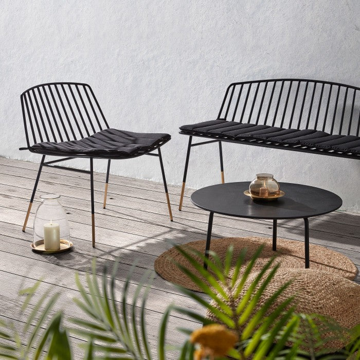 Masa de cafea neagra din metal 70 cm Mathis Kave Home