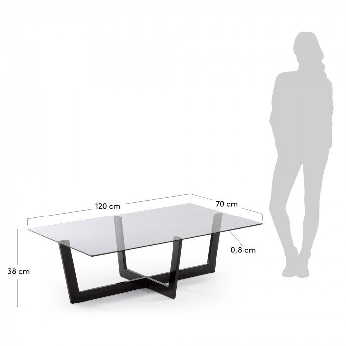 Masa de cafea neagra din metal 70x120 cm Plam Kave Home