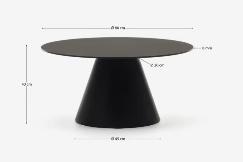 Masa de cafea neagra din metal 80 cm Wilshire Kave Home
