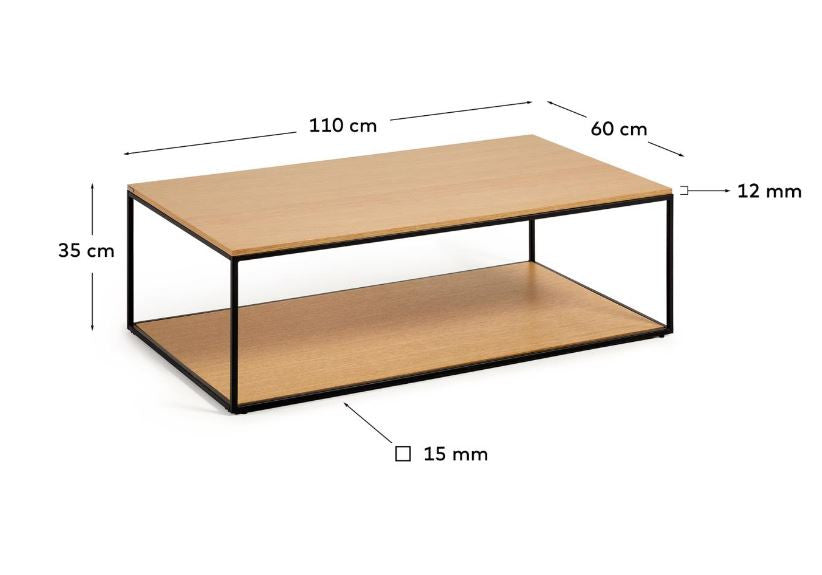 Masa de cafea neagra/maro deschis din lemn 60x110 cm Yoana Kave Home