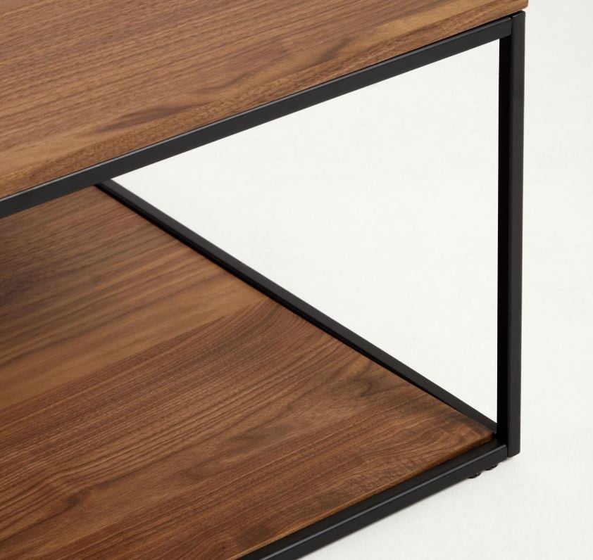 Masa de cafea neagra/maro inchis din lemn 80x80 cm Yoana Kave Home
