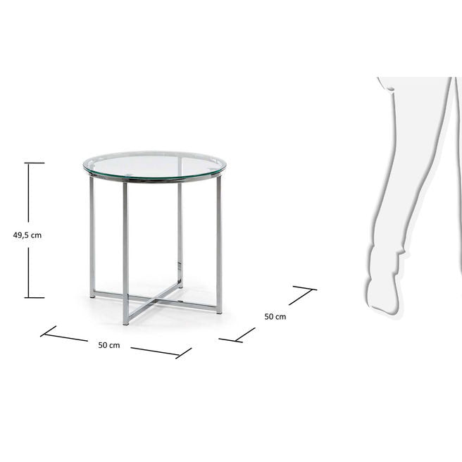 Masa de cafea transparenta/argintie din metal 50 cm Divid Kave Home