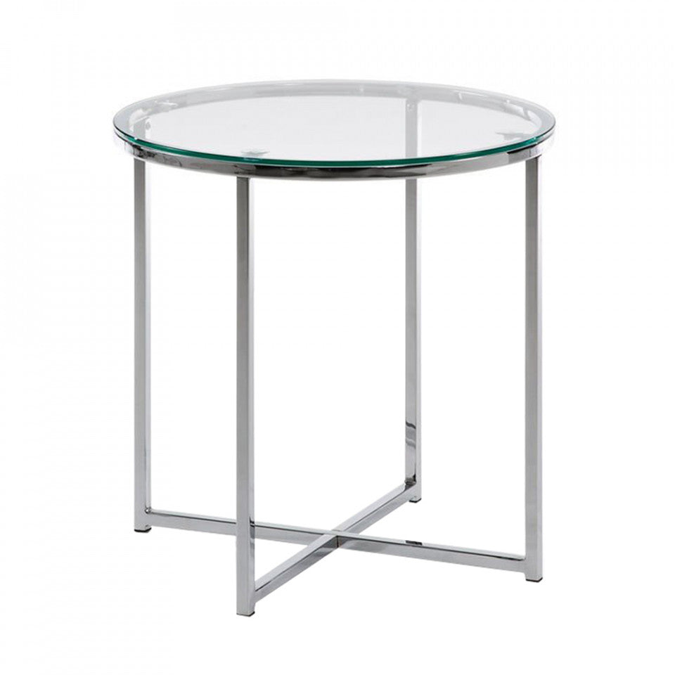 Masa de cafea transparenta/argintie din metal 50 cm Divid Kave Home