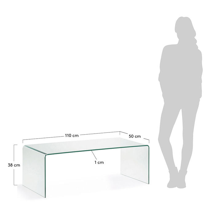 Masa de cafea transparenta din sticla 50x110 cm Burano Kave Home