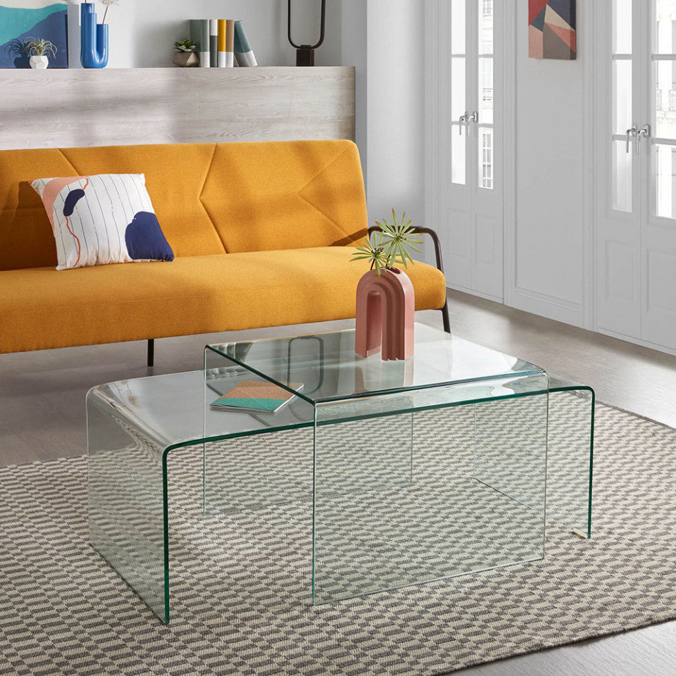 Masa de cafea transparenta din sticla 50x110 cm Burano Kave Home