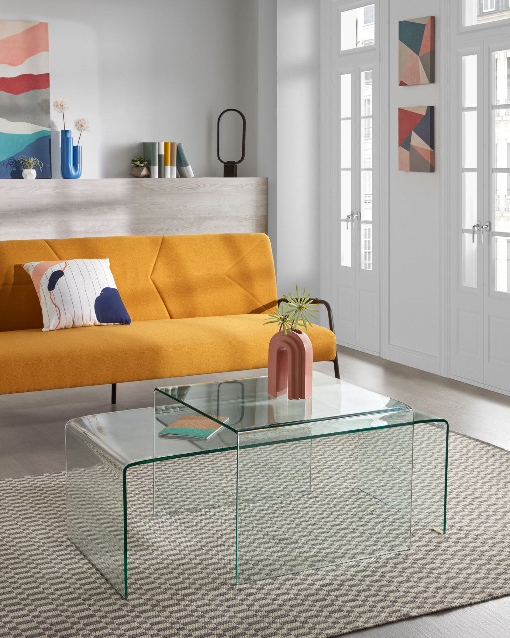 Masa de cafea transparenta din sticla 50x110 cm Burano Kave Home