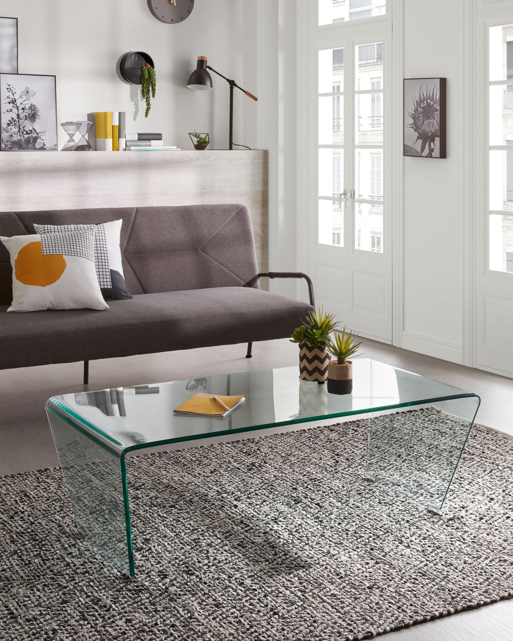 Masa de cafea transparenta din sticla 60x120 cm Burano Kave Home