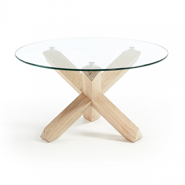 Masa de cafea transparenta/maro din lemn 65 cm Lotus Kave Home