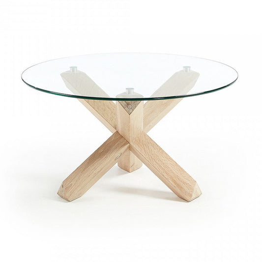Masa de cafea transparenta/maro din lemn 65 cm Lotus Kave Home