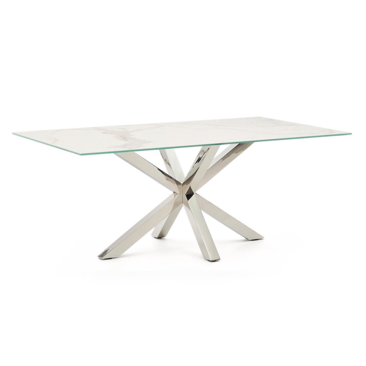Masa dining alba/argintie din metal 100x180 cm Argo Kave Home