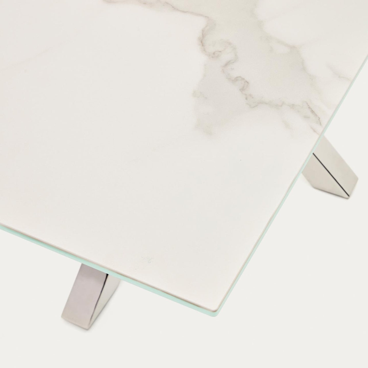 Masa dining alba/argintie din metal 100x180 cm Argo Kave Home