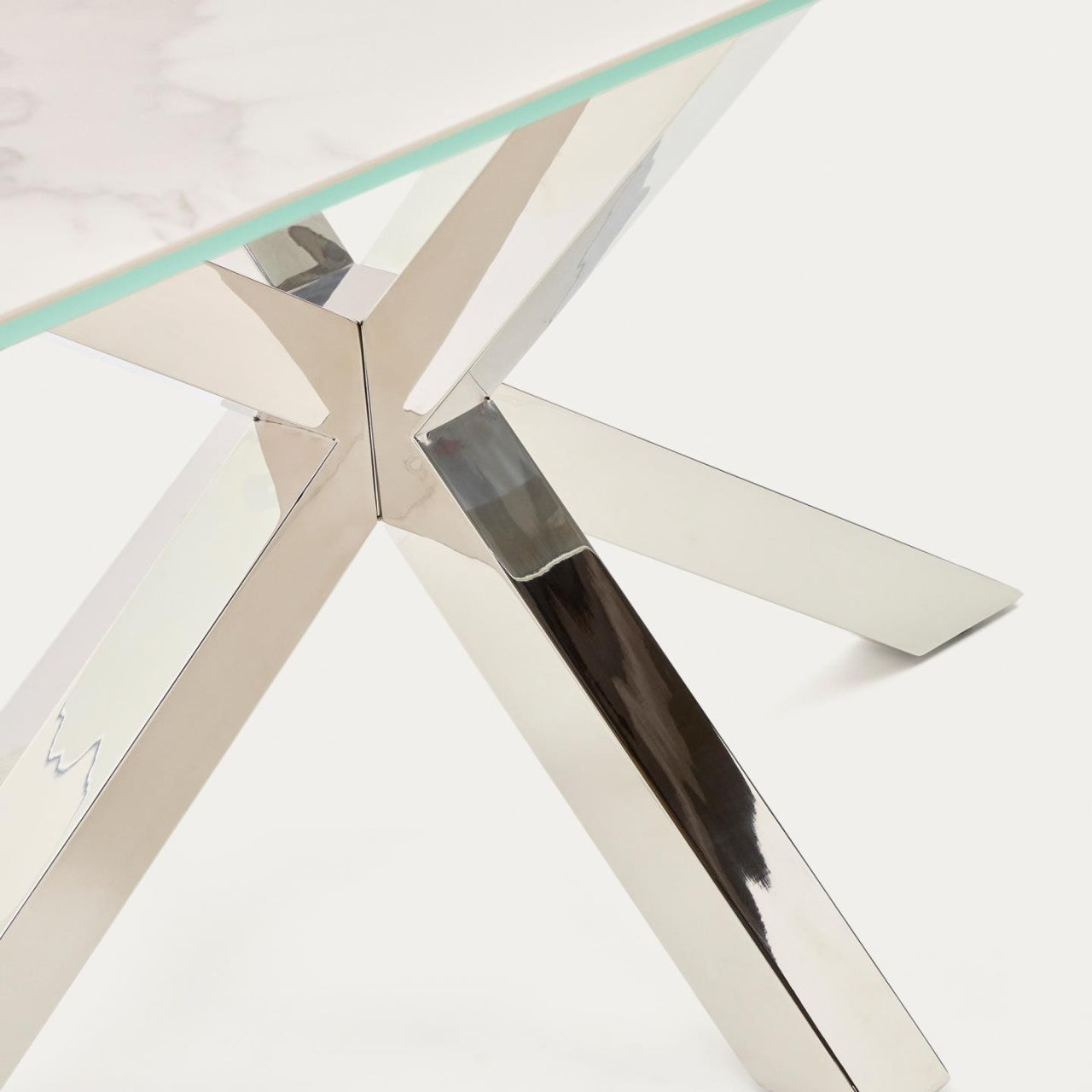 Masa dining alba/argintie din metal 100x180 cm Argo Kave Home