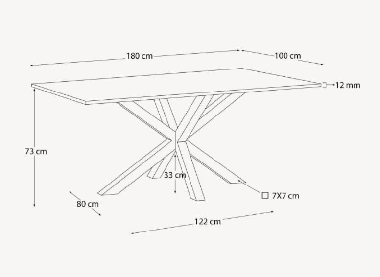 Masa dining alba/argintie din metal 100x180 cm Argo Kave Home