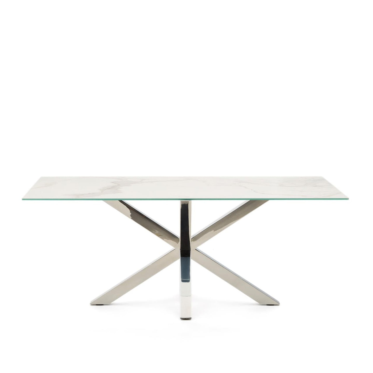 Masa dining alba/argintie din metal 100x200 cm Argo Kave Home