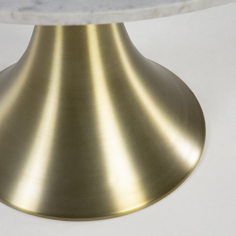 Masa dining alba/aurie din marmura 120 cm Oria Kave Home