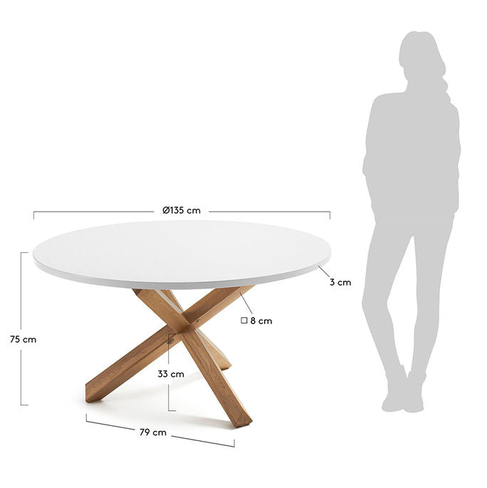 Masa dining alba din lemn 135 cm Lotus Kave Home