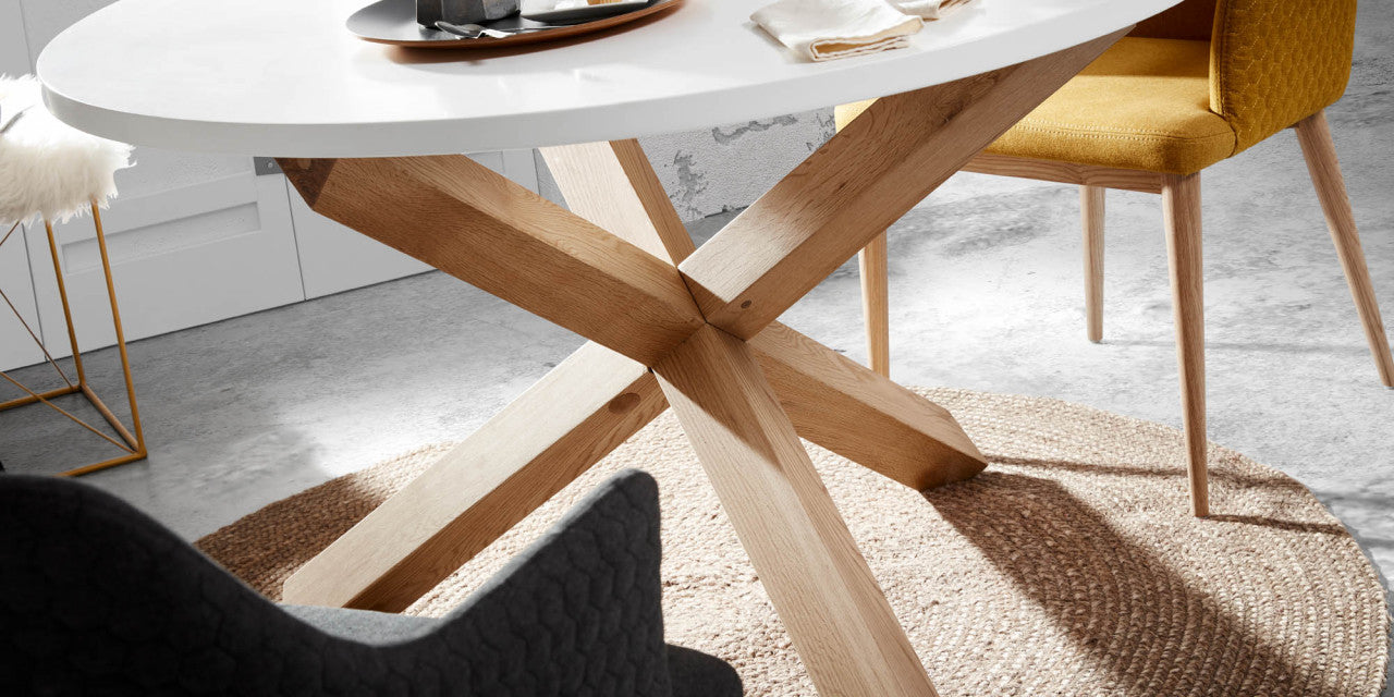 Masa dining alba din lemn 135 cm Lotus Kave Home