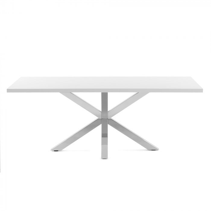 Masa dining alba din lemn si metal 100x160 cm Argo Kave Home
