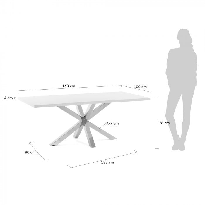 Masa dining alba din lemn si metal 100x160 cm Argo Kave Home