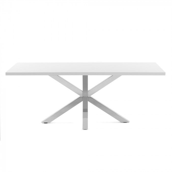 Masa dining alba din lemn si metal 100x180 cm Argo Kave Home