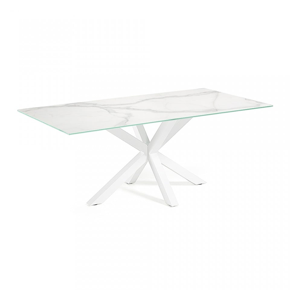 Masa dining alba din metal 100x180 cm Argo Kave Home