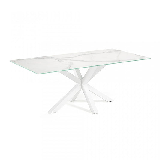 Masa dining alba din metal 100x180 cm Argo Kave Home