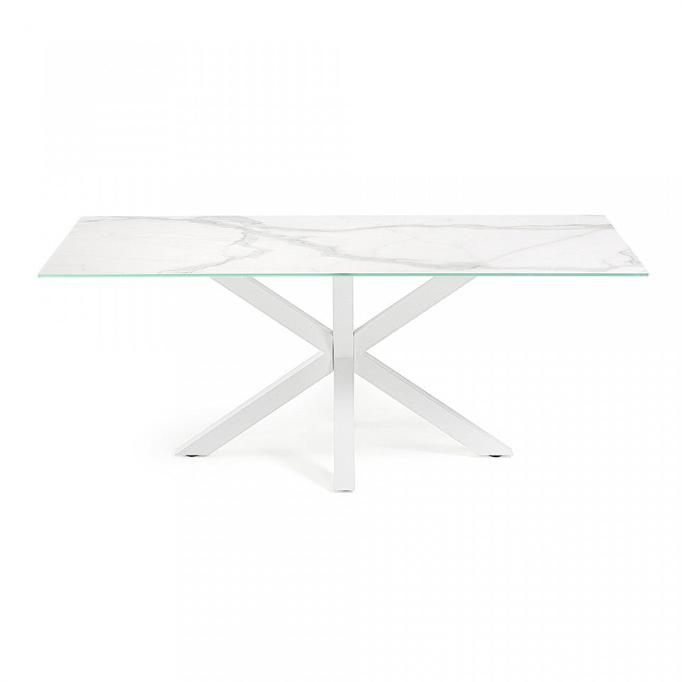 Masa dining alba din metal 100x180 cm Argo Kave Home