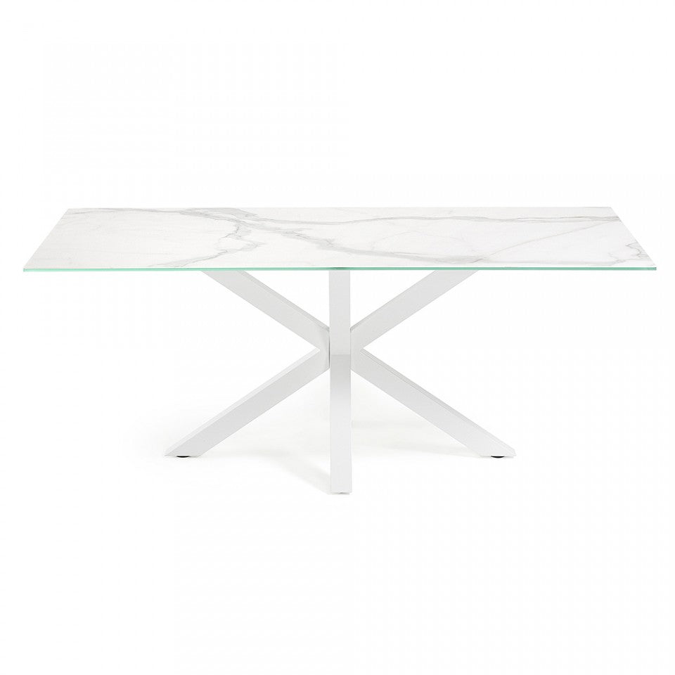 Masa dining alba din metal 100x200 cm Argo Kave Home