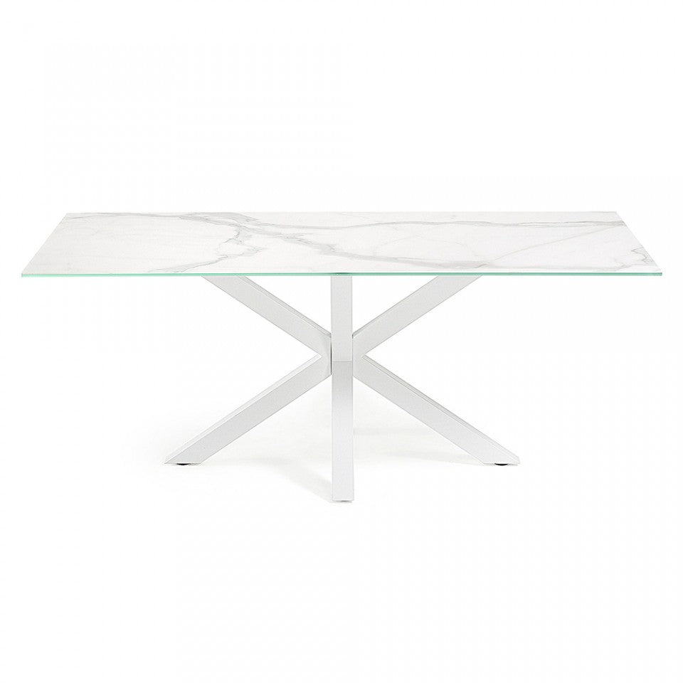 Masa dining alba din metal 90x160 cm Argo Kave Home