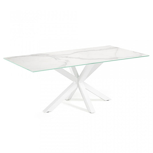 Masa dining alba din metal 90x160 cm Argo Kave Home
